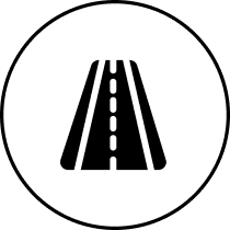 Icon of a road within a circle.