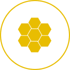 Yellow hexagonal pattern on black background.